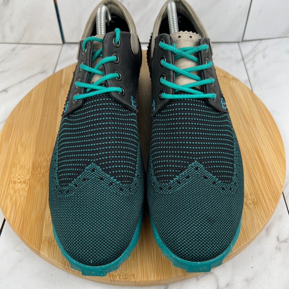 John Fluevog Orbit Mens Size 10 Blue Knit Wingtip Derby Casual Dress Shoes - Picture 4 of 12